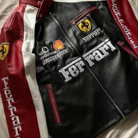 Ferrari Black Leather Racing Jacket