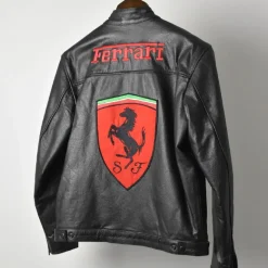 Ferrari Matt Black Racing Leather Jacket