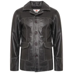 Fight Club Brad Pitt Black Leather Jacket