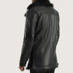 Furcliff Black Leather Coat