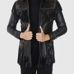 Men’s Western Fringes Cowboy Black Coat