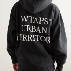 Appliquéd Cotton Black Hoodie