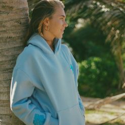 pink palm puff hoodie blue-4