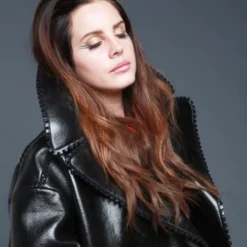 Lana Del Rey Oversized Black Leather Trench Coat