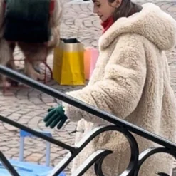 Lily Collins Emily In Paris S04 Shearling Coat