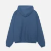 Back view of the '80 Relaxed Hoodie' in blue, featuring a relaxed fit and soft fabric.