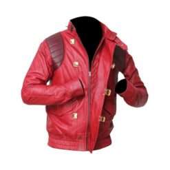 Akira Kaneda Capsule Black Leather Jacket – Front View in Red