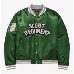 Front view of the Attack on Titan Scout Regiment Bomber Jacket, featuring the iconic Wings of Freedom emblem on the chest.