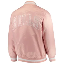 Chicago Bulls Starter Satin Full-Snap Pink Jacket – Back View