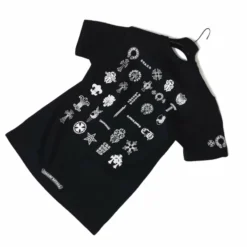Back view of Chrome Hearts Multi Logo Black T-shirt featuring multiple logo graphics in a bold design.