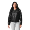 Front view of the Dallas Cowboys Wild Collective Black Sequin Jacket with shimmering black sequins and team branding.