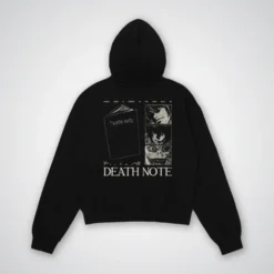 Back view of the Death Note Oversized Hoodie with an iconic Death Note design.