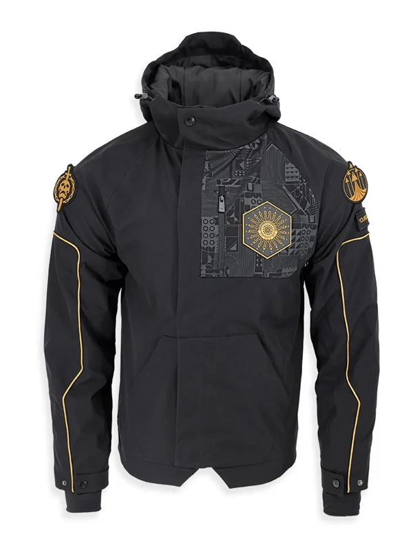 Destiny 2: The Final Shape Salvation’s Edge Raid Jacket 1 Front view of the Destiny 2: The Final Shape Salvation’s Edge Raid Jacket, featuring a sleek design with intricate detailing inspired by the game.