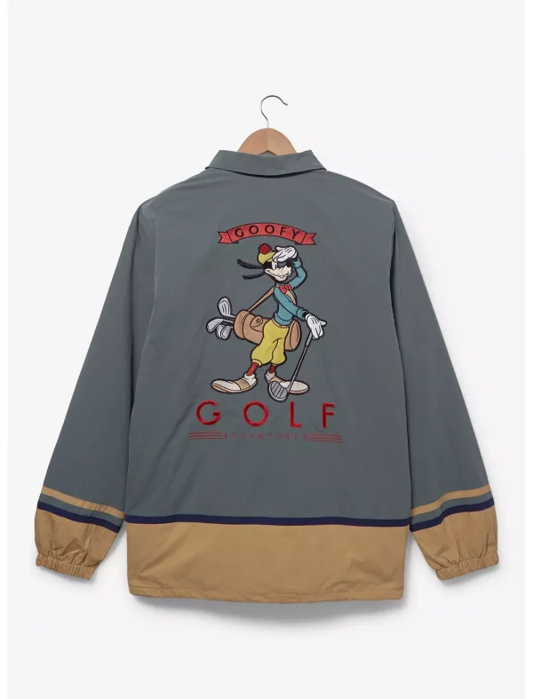 Disney Goofy Golf Embroidered Jacket 2 Back view of Disney Goofy Golf Embroidered Jacket showcasing a vibrant embroidered Goofy playing golf.