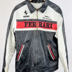 Front view of the Ferrari Big Logo Racing Jacket featuring bold Ferrari branding and premium racing-inspired design.