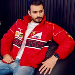 Ferrari F1 Red Embroidered Jacket - Front View