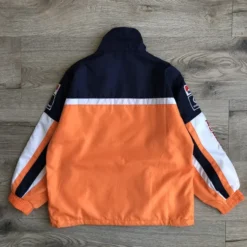 Back view of Ferrari Formula One Racing Orange Jacket with signature Ferrari branding and racing-inspired elements.