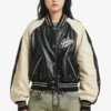 GUESS USA Leather Varsity Jacket - Front View
