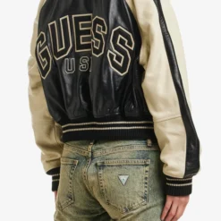 GUESS USA Leather Varsity Jacket - Back View