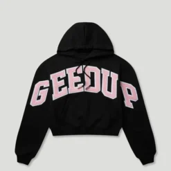 Geedup Team Logo Cropped Black Hoodie - Front View