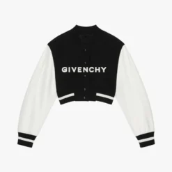Givenchy Cropped Varsity Jacket – front view, showcasing its sleek design and premium materials.