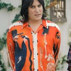 Front view of the Great British Bake Off S15 Noel Fielding Ramblin Shirt featuring a stylish and vibrant design.