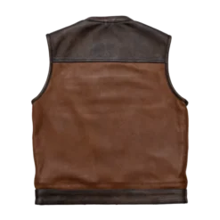 Gunner Men’s Leather Motorcycle Vest – back view showcasing smooth black leather with a rugged, classic finish.