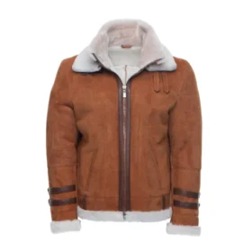Hagan’s Tan Aviator Suede Shearling Jacket