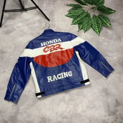 Honda CBR Biker Jacket – Rear View Featuring Logo and Reflective Detailing
