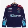 Sleek black Night Fury Racing Jacket featuring dragon-scale patterns and a high-performance design.