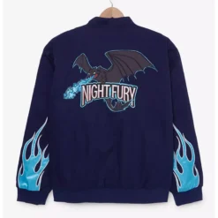 Night Fury Racing Jacket with an embroidered Toothless emblem and aerodynamic design.