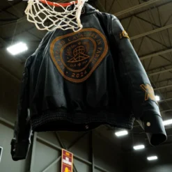 Jeff Hamilton Cleveland Cavaliers x Paris Leather Jacket – Back View with statement design, embroidered graphics, and championship-inspired elements.