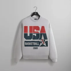 Close-up of KITH Kevin Durant USA Basketball Crewneck showcasing the USA Basketball logo and design details.