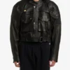 Kendrick Lamar Martine Rose Black Leather Jacket with quilted shoulders and utility pockets.