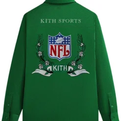 Kith x NFL Philadelphia Eagles Parrot Green Shirt back view with NFL crest and floral design.