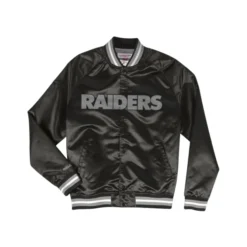 Las Vegas Raiders Satin Black Jacket - Front View with Team Logo