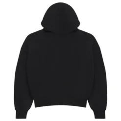 Back view of the Lost Shdws OG Sun Logo Hoodie in black, showcasing a plain design with a relaxed fit and hood.