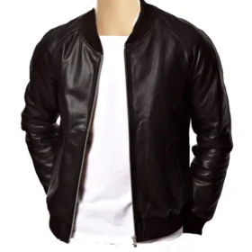 Mens Black Bomber Leather Jacket