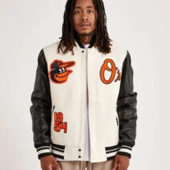 Men's Pro Standard Baltimore Orioles Varsity Jacket – Front View, featuring premium embroidery and bold team branding.