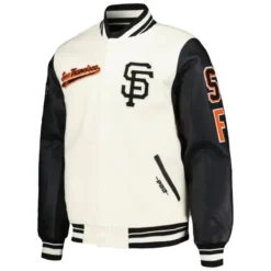 Men’s Pro Standard Cream San Francisco Giants Script Jacket - Front View.