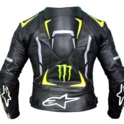 Back view of the Monster Energy Motorbike Racing Black Jacket with Monster Energy branding and aerodynamic design.