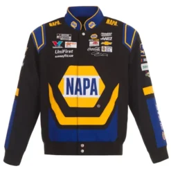 NAPA Auto Racing JH Design Jacket - Front View with embroidered sponsor logos and NAPA branding.