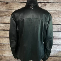 Back view of the NWT Ferrari Driver Jacket in black, featuring elbow padding and a subtle Ferrari emblem.