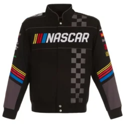 NASCAR JH Design Black Twill Logo Uniform Jacket – Front View