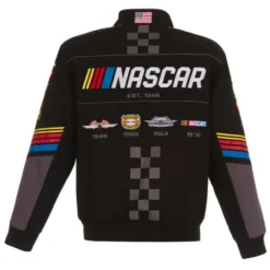 NASCAR JH Design Black Twill Logo Uniform Jacket – Back View