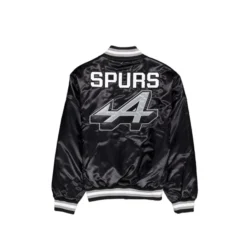 New Era Alpine X Spurs Bomber Jacket back view featuring "SPURS" lettering and large number 4 graphic.
