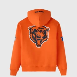 Back view of the OVO Chicago Bears Icon Team Hoodie in bright orange, featuring a large Chicago Bears logo.