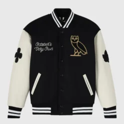 OVO Collegiate Grey Hoodie front view with iconic owl logo and text.