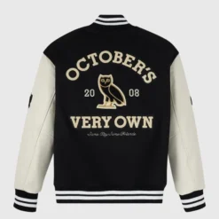 Back view of OVO Collegiate Grey Hoodie featuring October’s Very Own branding.