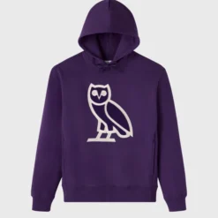Front view of the OVO Purple OG Hoodie in deep purple, showcasing the iconic OVO owl logo.